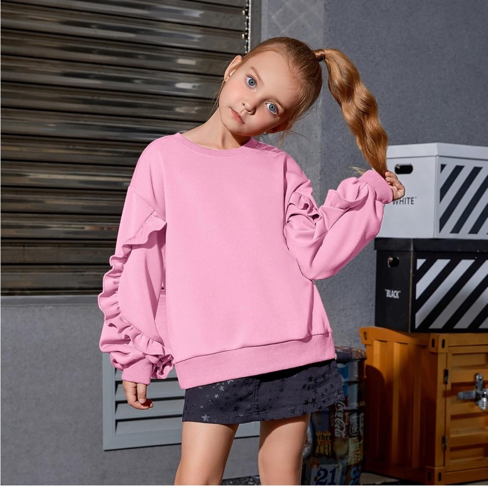 SHEIN pink ruffle sweatshirt size 9Y